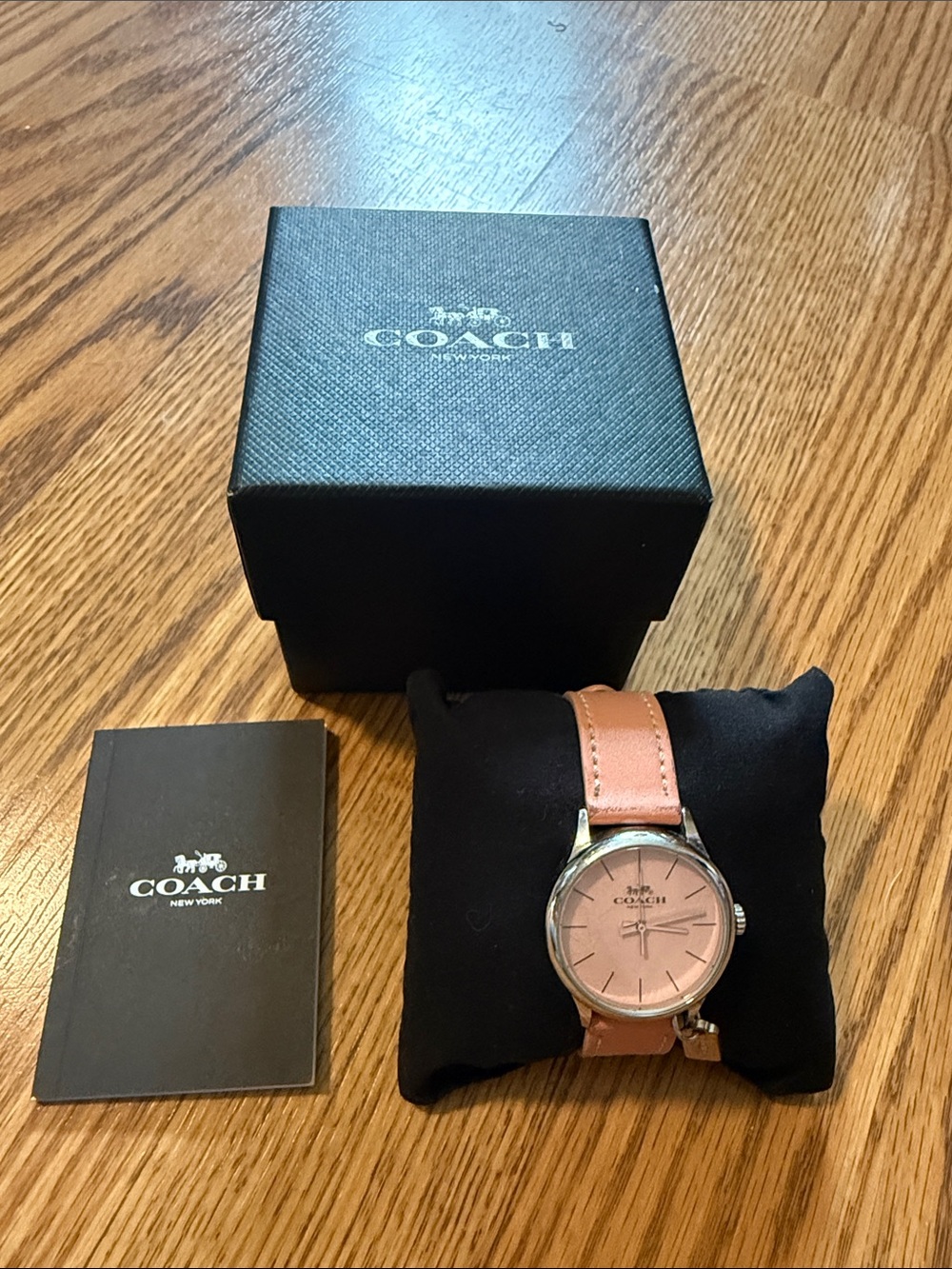 Coach Women’s Pink Dial Leather Strap Watch